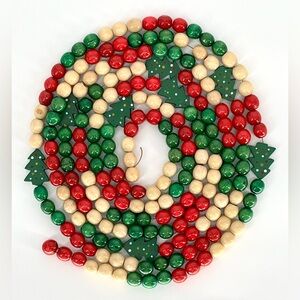 Wooden Beaded Christmas Tree Double Garland, AS-IS Condition
